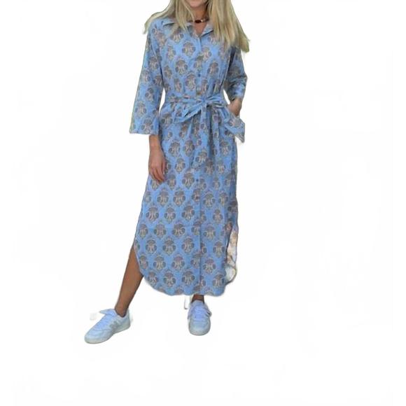 NEW JUST DARVINY dar midi dress in bahama blue